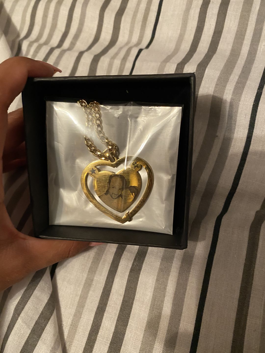 Customer photo review of Photo Engraved Heart Necklace