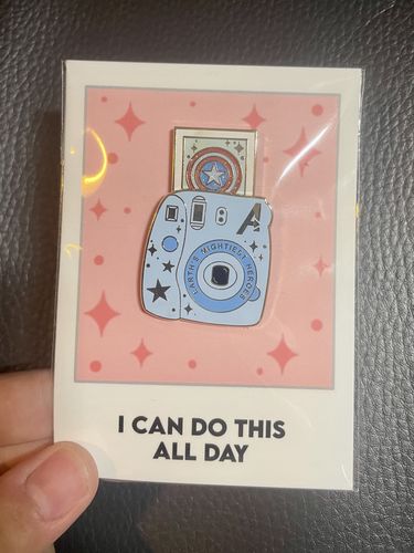 Customer photo review of Star Spangled Man Polaroid Camera Pin