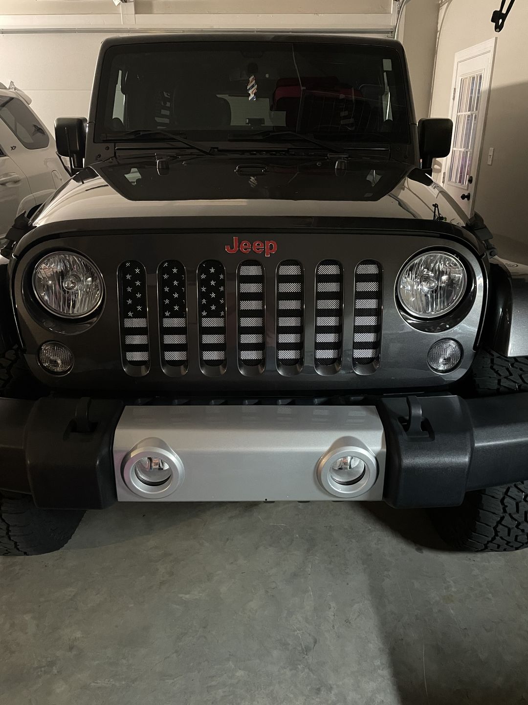 Customer photo review of American Flag Steering Wheel Decal for Jeep