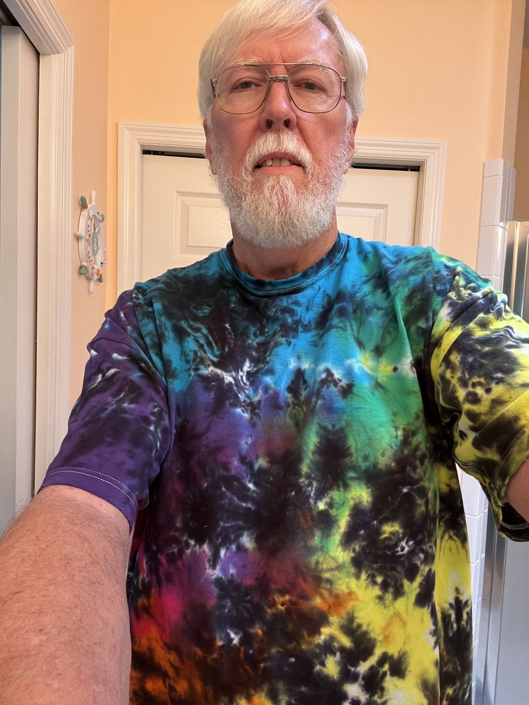 Customer photo review of Black Rainbow Splat Tie Dye T Shirt