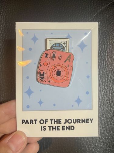 Customer photo review of Iron Hero Polaroid Camera Pin