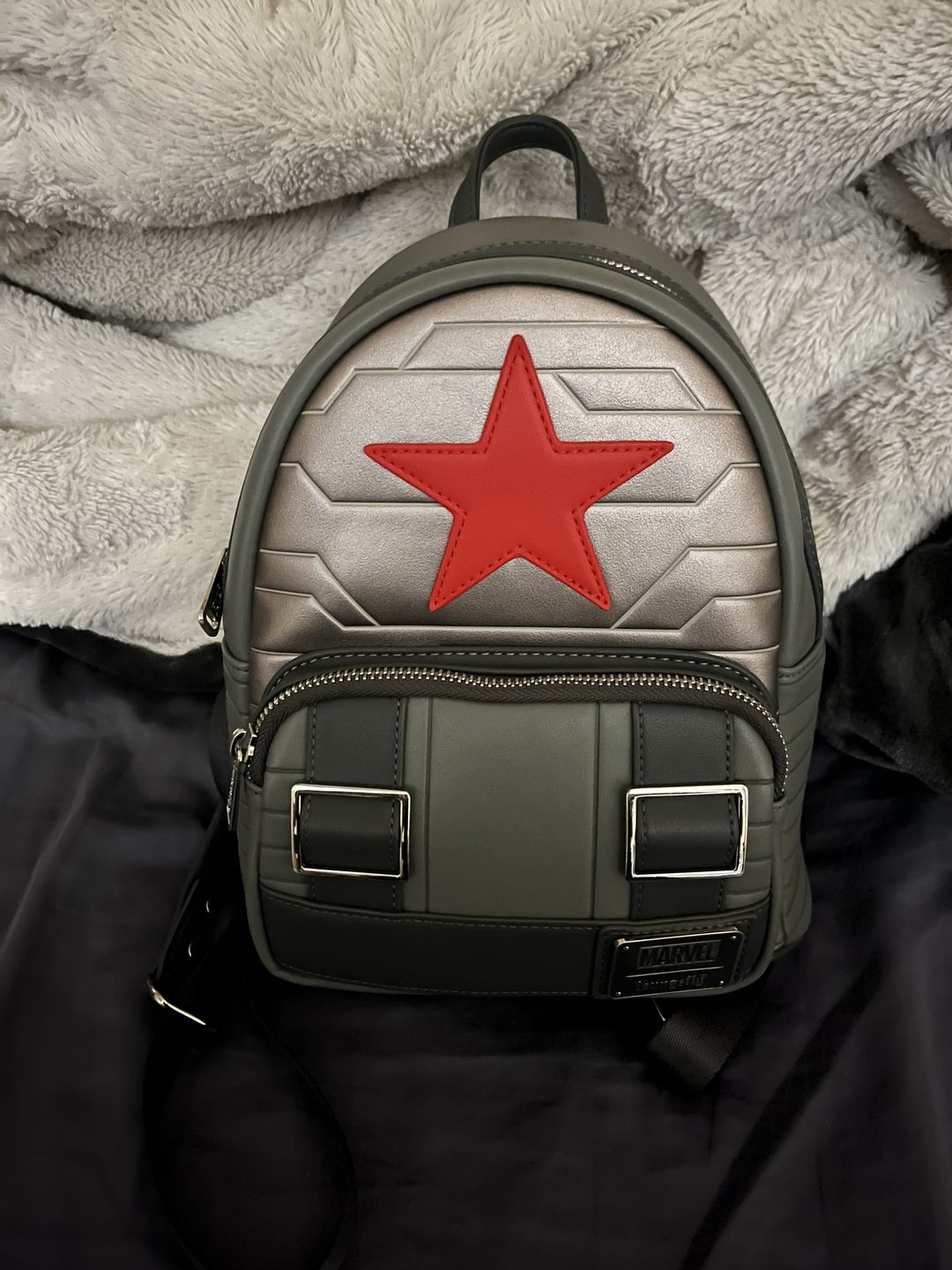 Customer photo review of Marvel Winter Soldier Cosplay Mini Backpack - May Preorder