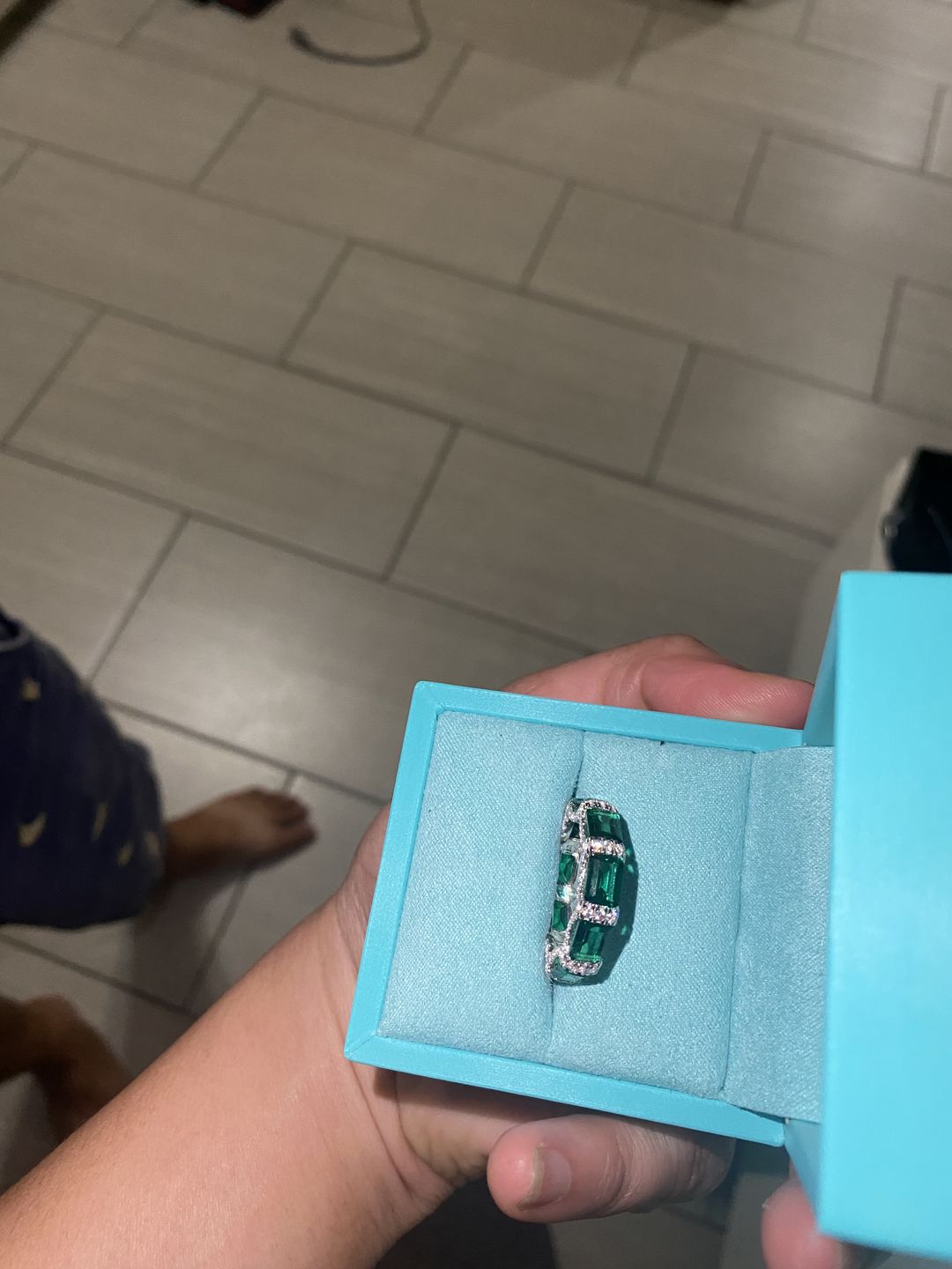 Customer photo review of Lab Created Emerald Eternity Sterling Silver Band Ring