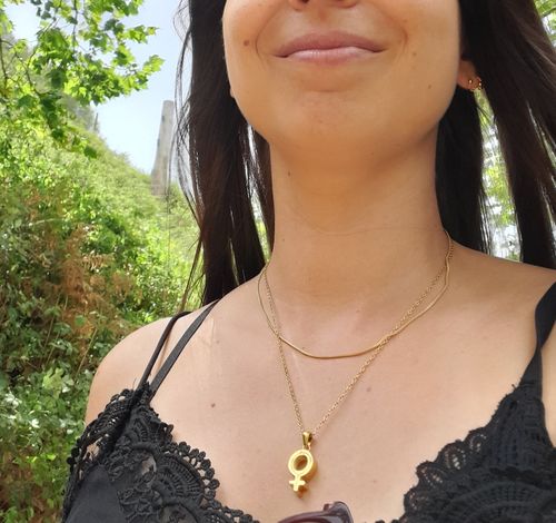 Customer photo review of Female Symbol Pendant Necklace - Gold