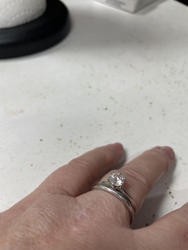Customer photo review of Classic Solitaire Moissanite Six-Prong Sterling Silver Ring
