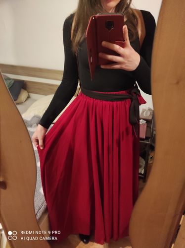 Customer photo review of Women Black Chiffon Long Maxi Skirt 2714