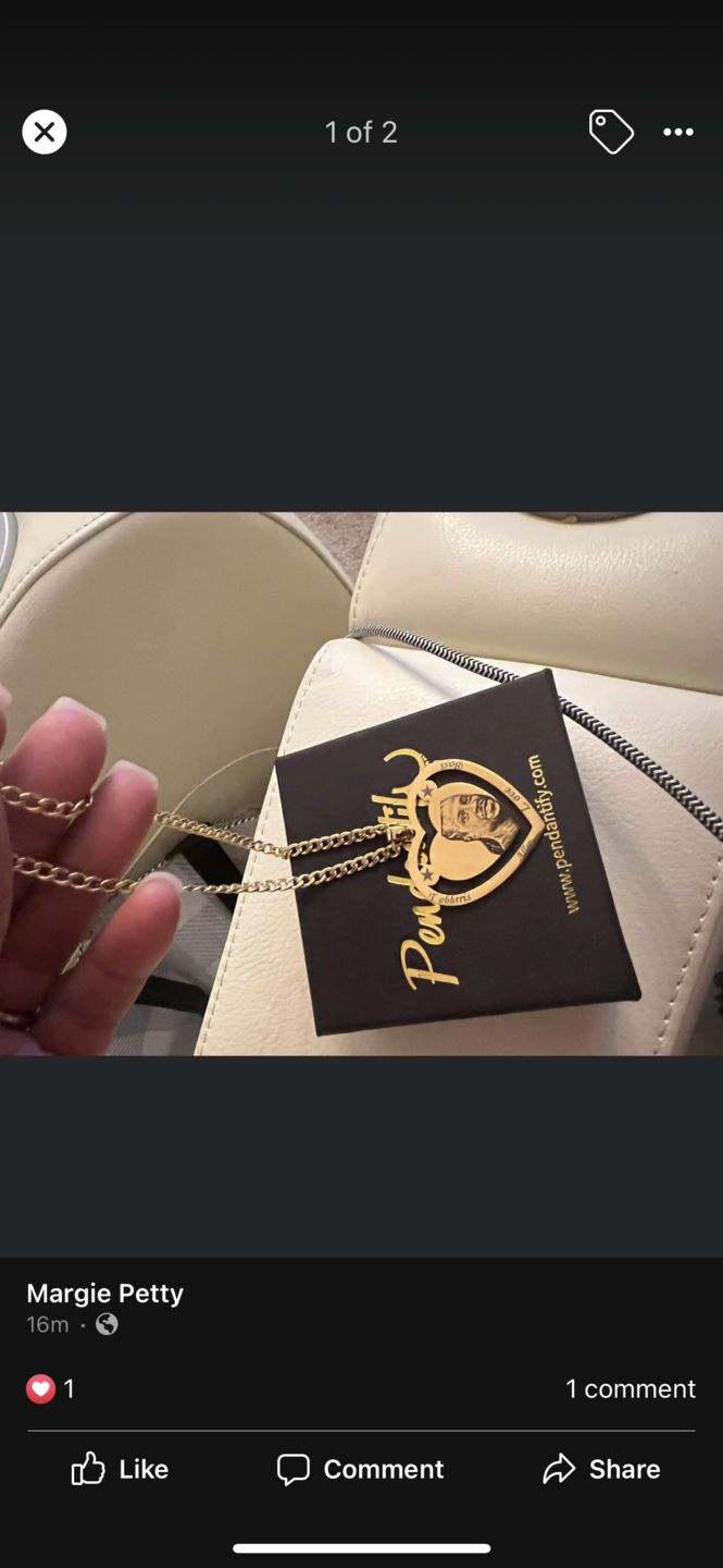 Customer photo review of Photo Engraved Heart Necklace