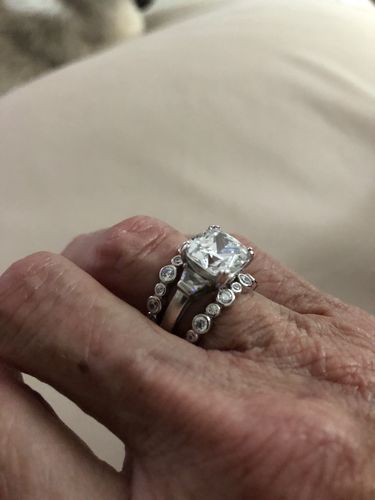 Customer photo review of Bubble Bezel CZ Eternity Ring in Sterling Silver