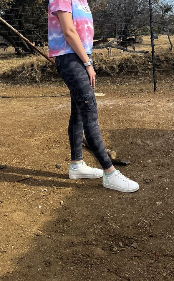 Customer photo review of Shapewear TNG Cargo Leggings -  Black Camo