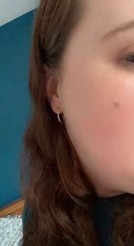 Customer photo review of Silver Irregular Hoop Earrings