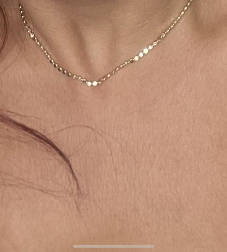 Customer photo review of Gold Flat Beaded Choker Necklace | Dainty Flat Ball Chain | Beads Necklace | Flat Beaded Chain | Layering Necklace | Gold-filled Necklaces