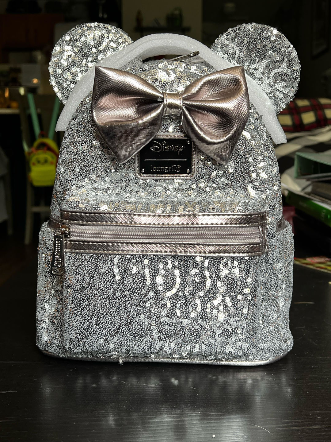 Customer photo review of 707 Street Exclusive - Loungefly Disney Minnie Mouse Silver Sequin Mini Backpack