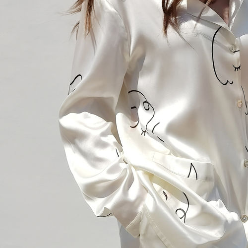 Customer photo review of The Dream Long Silk Pajamas Set - Ivory