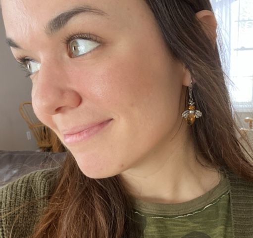 Customer photo review of "Dancing Bee" Earrings