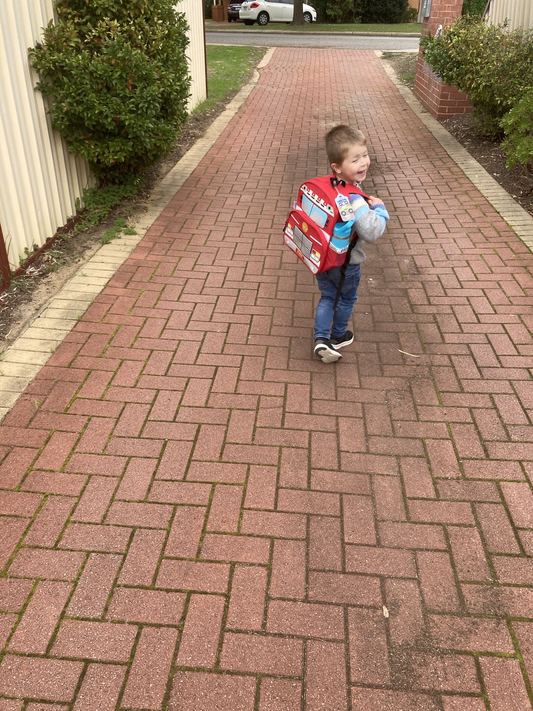 Customer photo review of Fire Truck Backpack