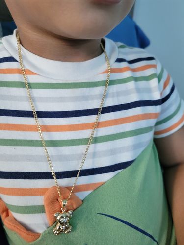 Customer photo review of 14k Teddy bear Pendant with cuban chain on sale