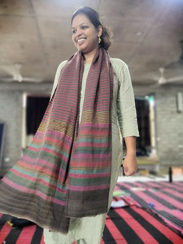 Customer photo review of Pashtush Womens Extra Fine Wool, Striped Woven Scarf, Multicolored