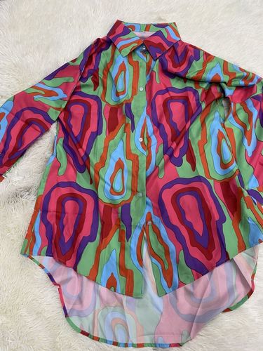 Customer photo review of Tie Dye Smart Single Breasted Blouse