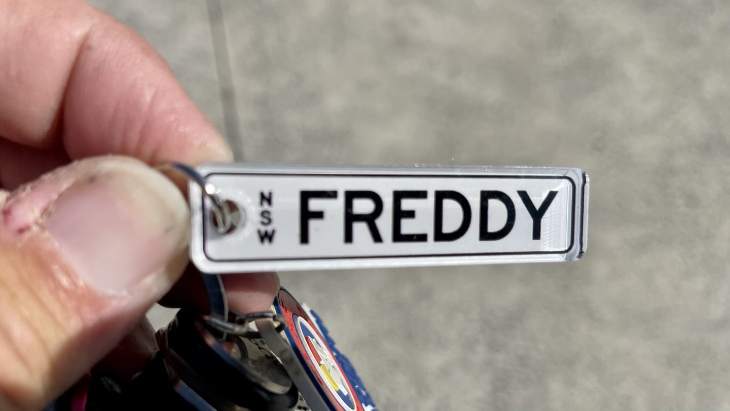 Customer photo review of NSW Premium Licence Plate Custom Keychain