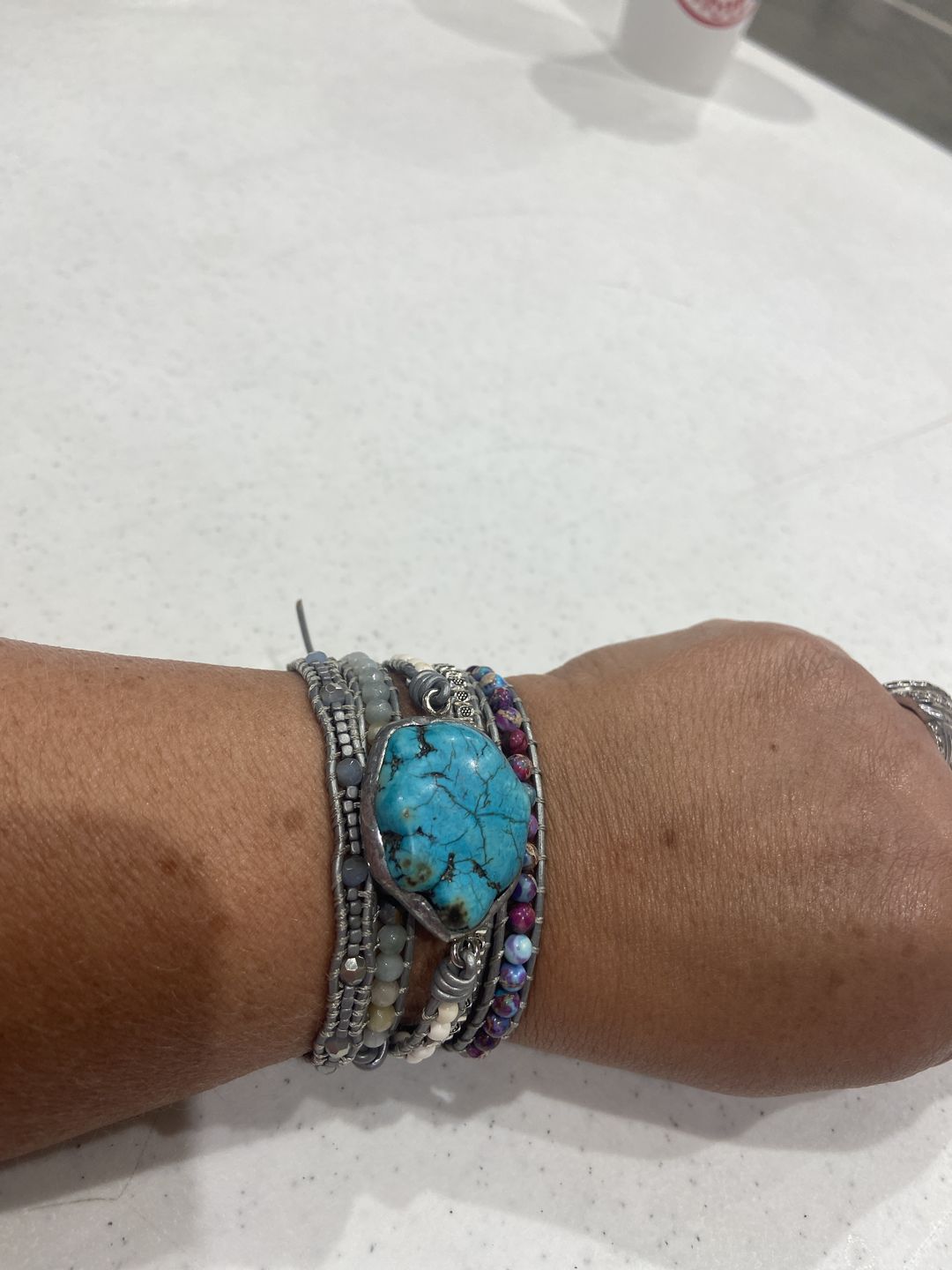 Customer photo review of The Turquoise Protection Wrap Bracelet