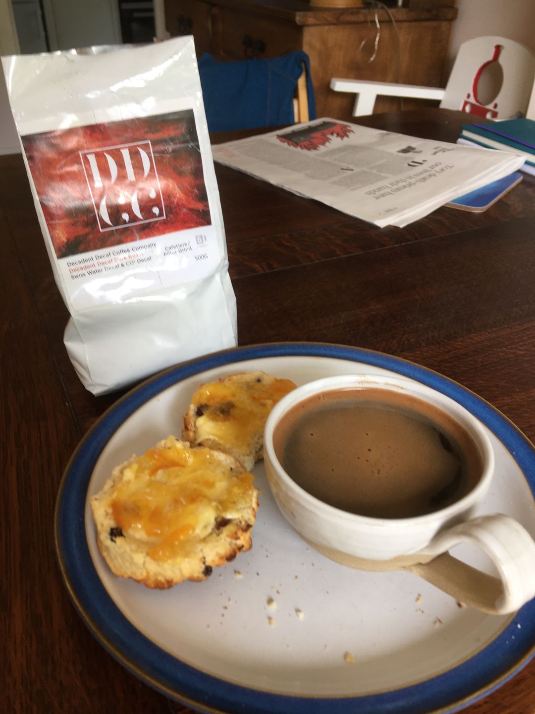 Customer photo review of Dark Roast Decaffeinated Coffee Blend - Swiss Water Decaf/CO2 Process - Strength 5 - Decadent Decaf