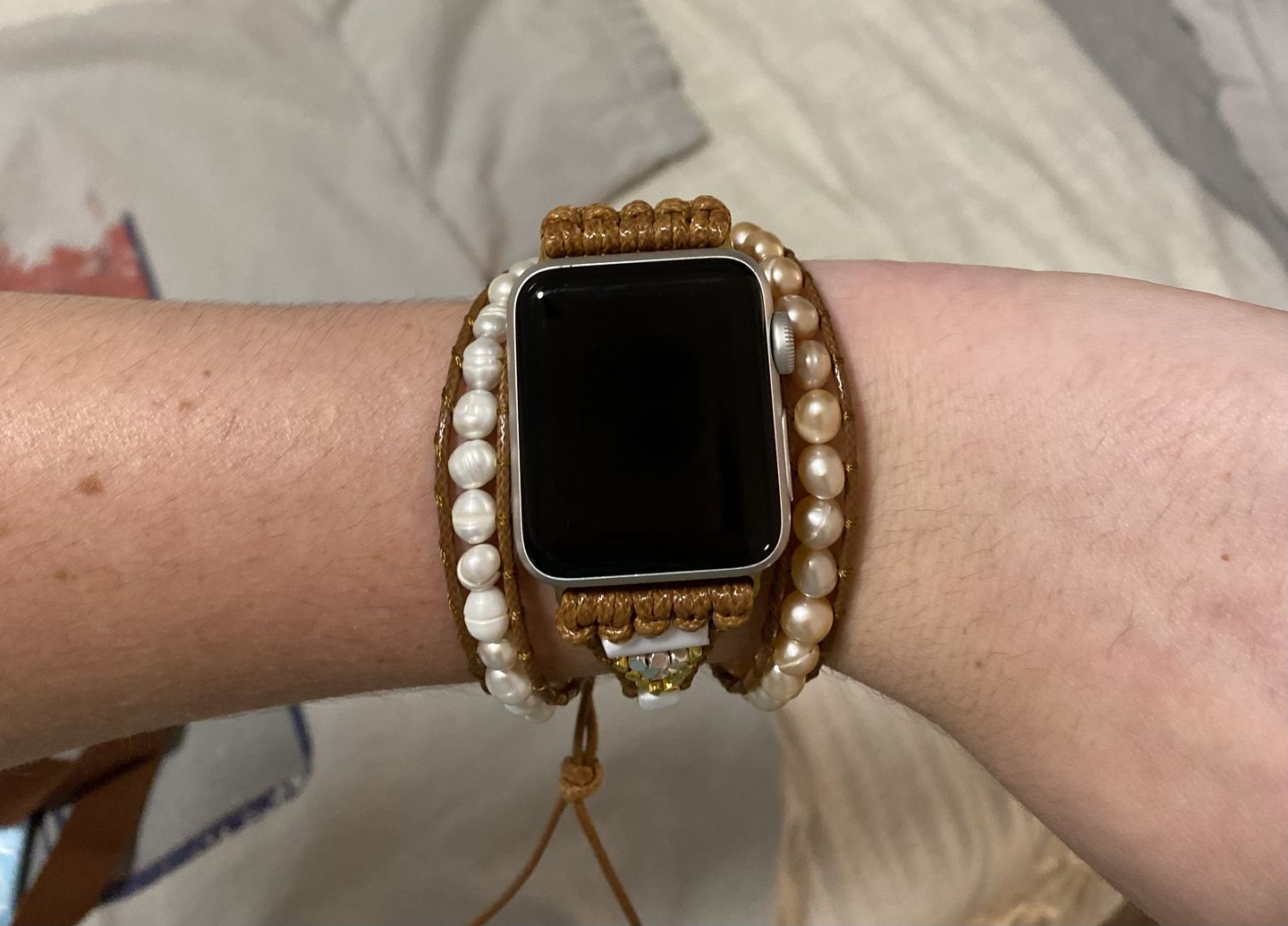 Customer photo review of Graceful Freshwater Pearl Apple Watch Strap
