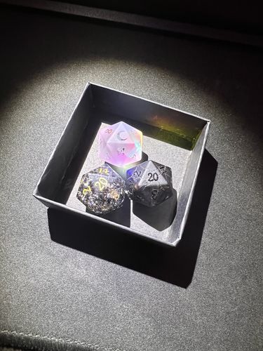 Customer photo review of Black Lightning Glass  DnD Dice Set All Number Dice