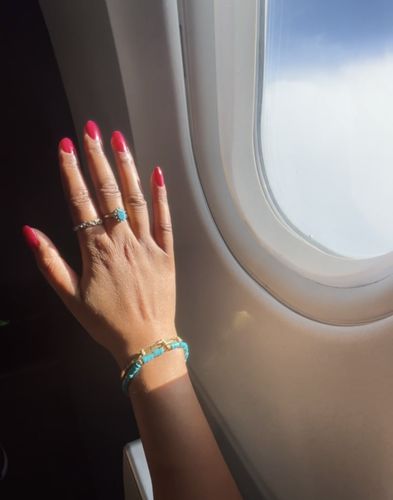 Customer photo review of Turquoise Gemstone Bead Bracelet