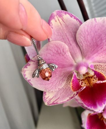 Customer photo review of "Dancing Bee" Earrings