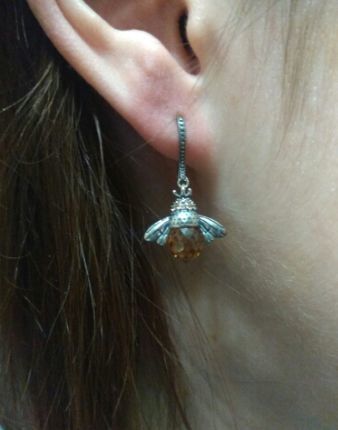 Customer photo review of "Dancing Bee" Earrings