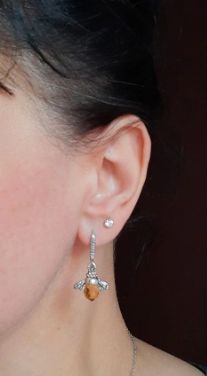 Customer photo review of "Dancing Bee" Earrings