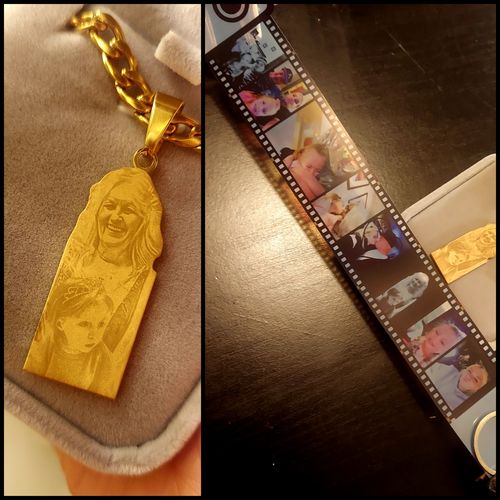 Customer photo review of Lovers Charm™ 18K Custom Engraved Necklace