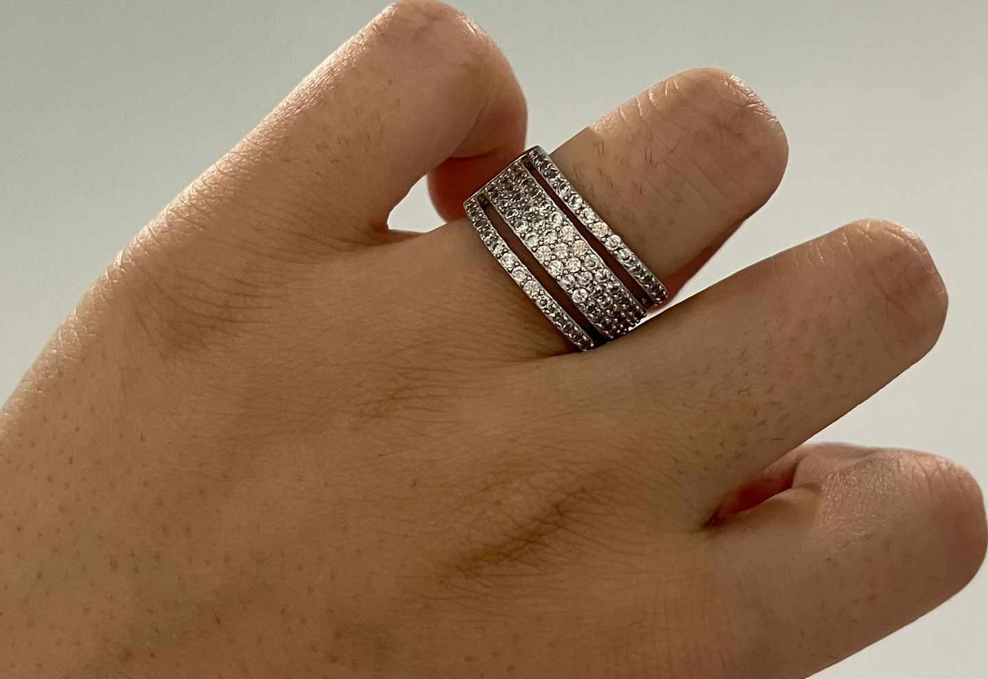 Customer photo review of Louily Unique Wide Women's Wedding Band In Sterling Silver