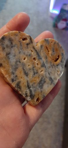 Customer photo review of RARE: Yellow Sphalerite Hearts 💛
