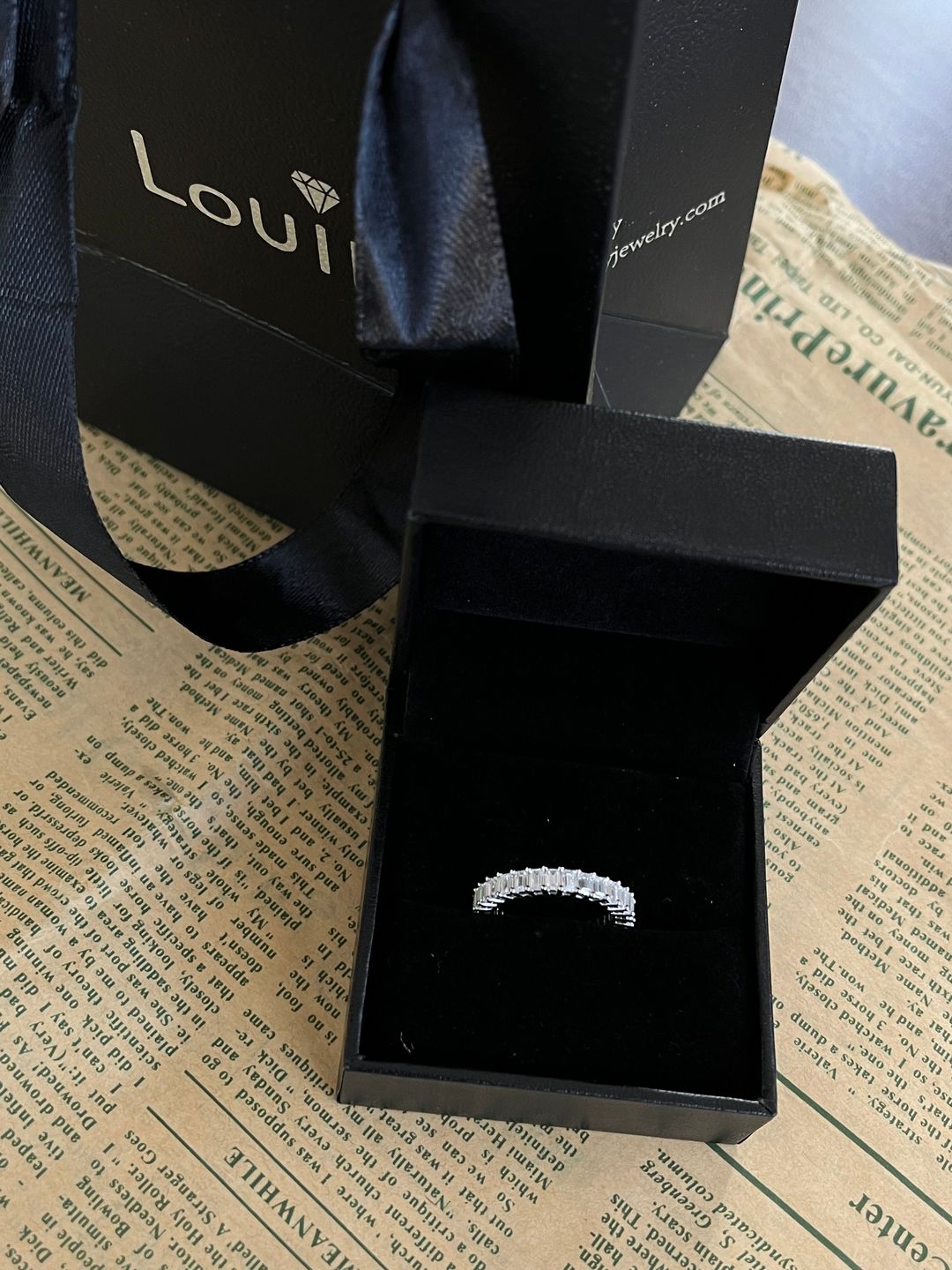 Customer photo review of Louily Classic Emerald Cut Women's Wedding Band for Gifts