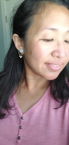 Customer photo review of Perla Cora Stack Earrings