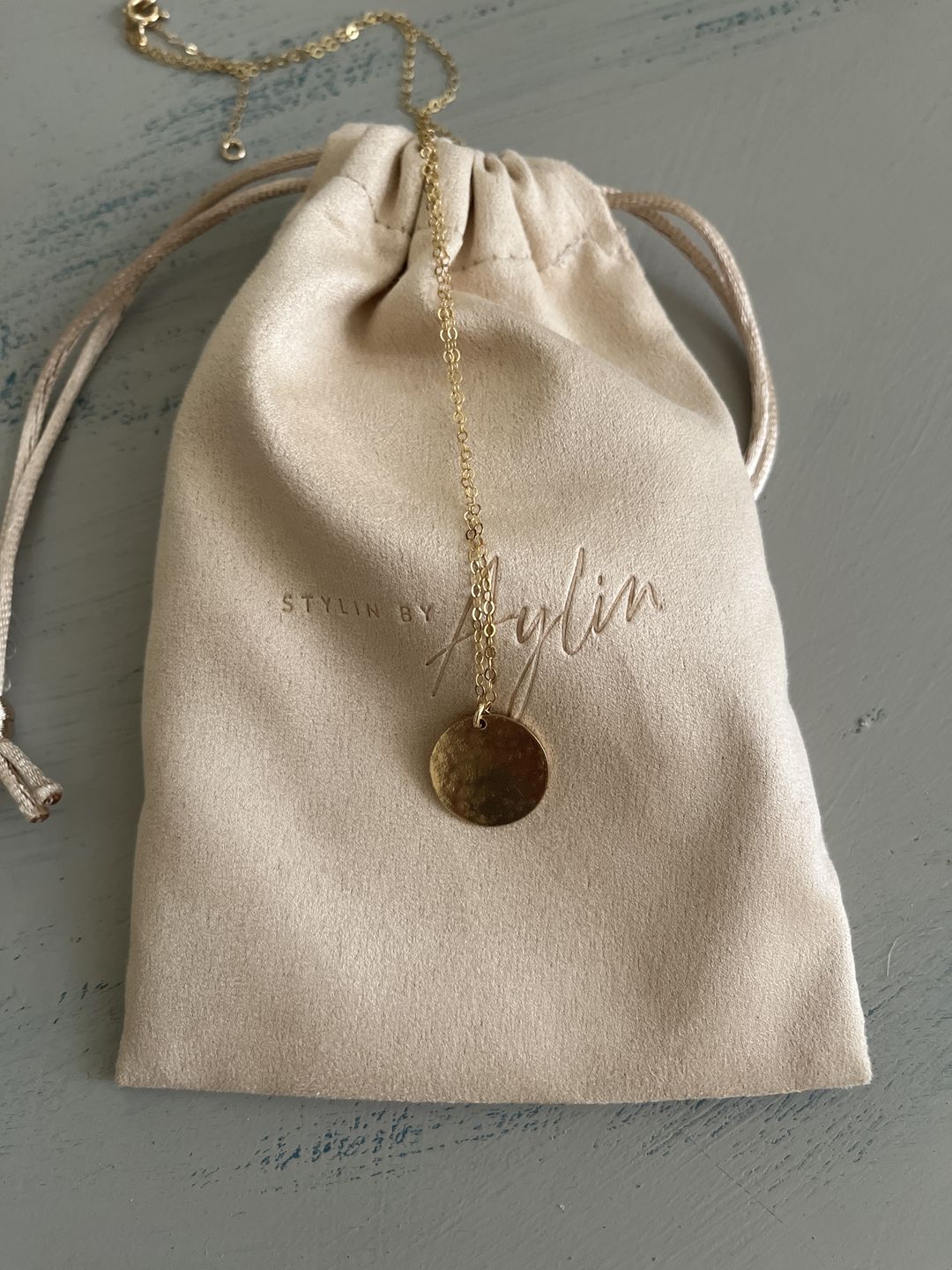 Customer photo review of THE HAMMERED COIN NECKLACE - GOLD