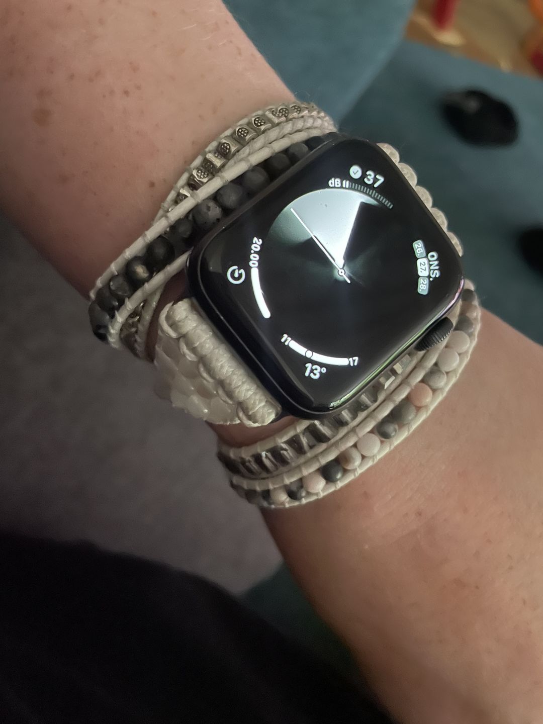 Customer photo review of White Labradorite Apple Watch Strap