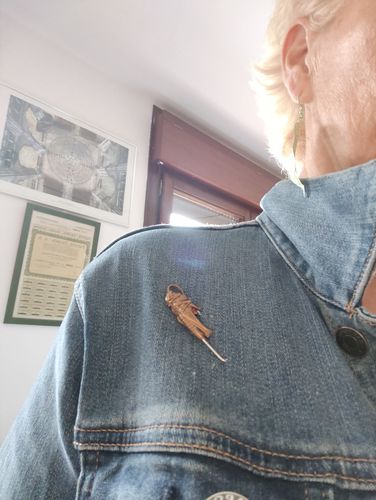 Customer photo review of Brass Seahorse Pin Keychain