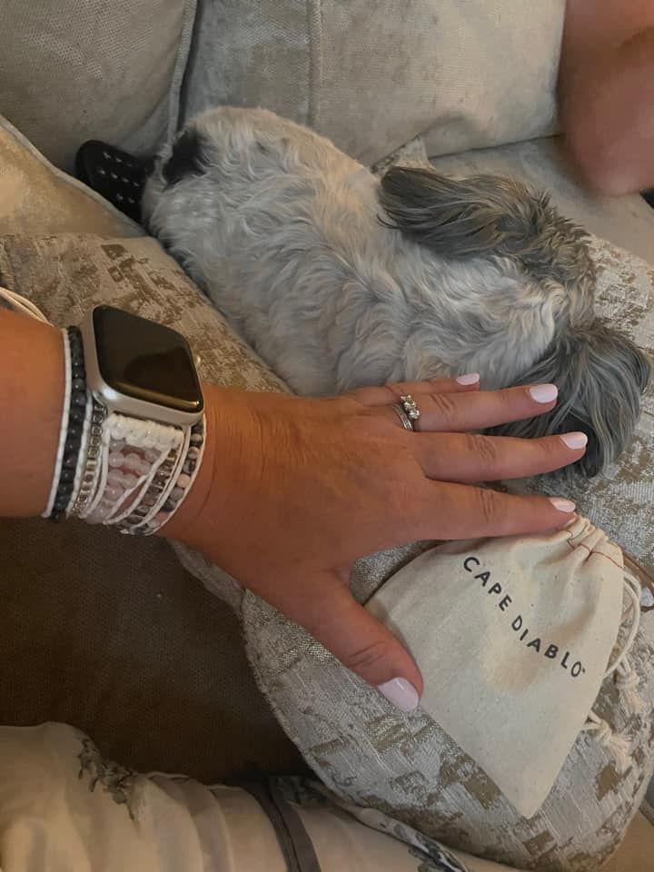 Customer photo review of White Labradorite Apple Watch Strap