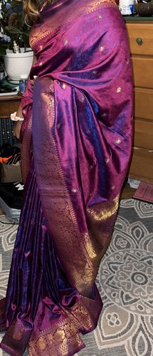 Customer photo review of Winterberry Purple Kanjivaram Saree