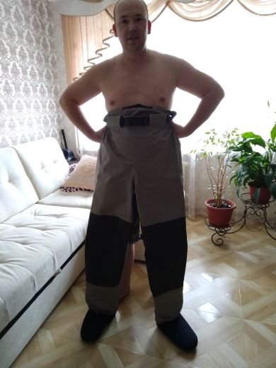 Customer photo review of Kylebooker Waterproof Breathable Stockingfoot Wading Pants Waist Fishing Hunting Waders KB003