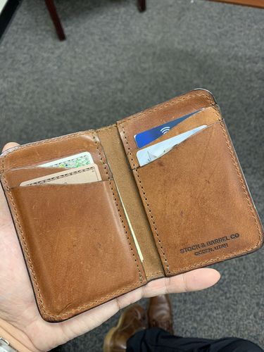Customer photo review of Blemished | No.52 | 'Buck Brown' Vertical Leather Wallet