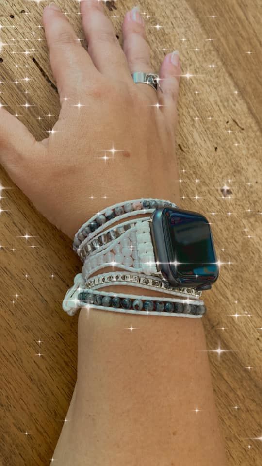 Customer photo review of White Labradorite Apple Watch Strap