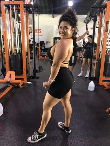 Customer photo review of Black Scrunch Butt Romper