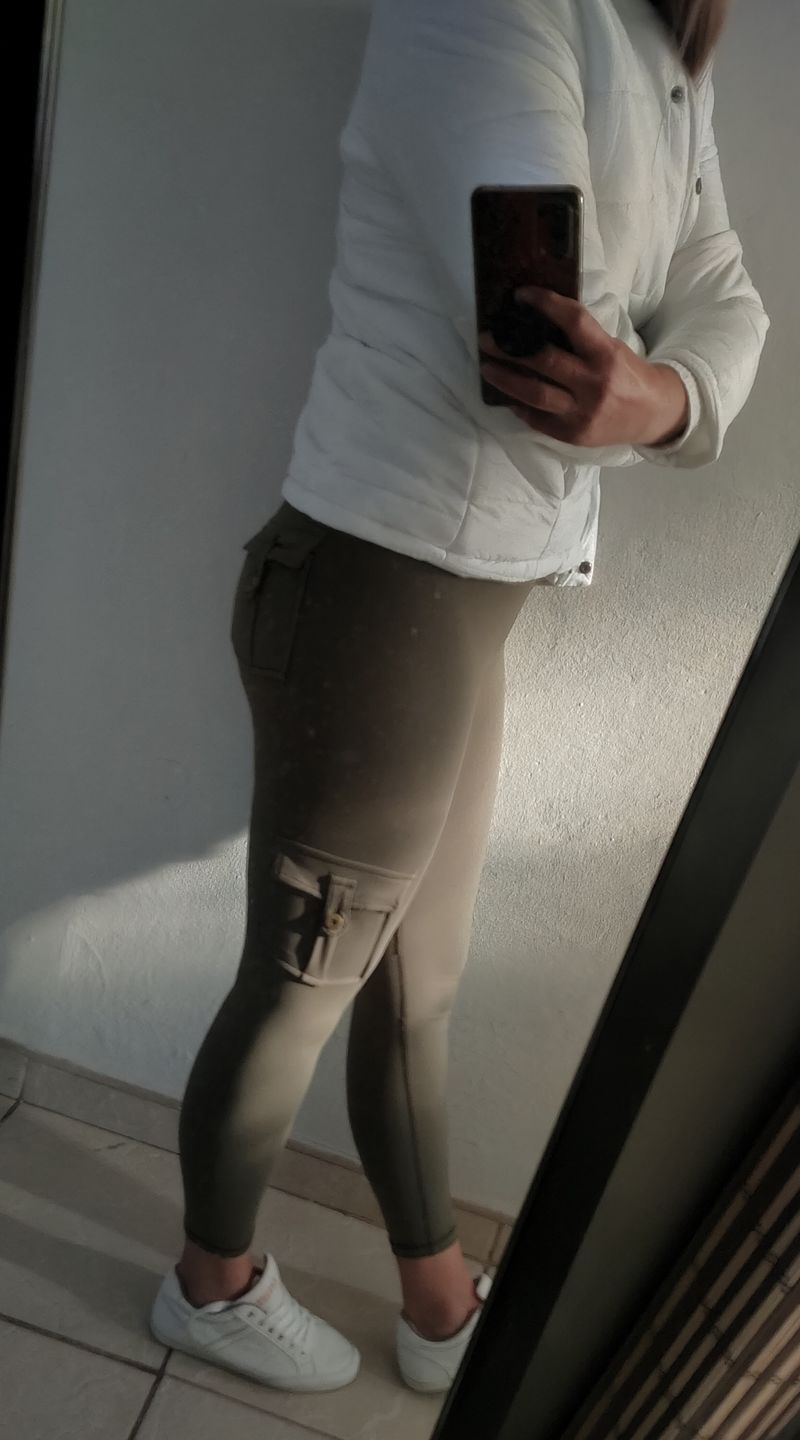 Customer photo review of Shapewear TNG Cargo Leggings - Olive