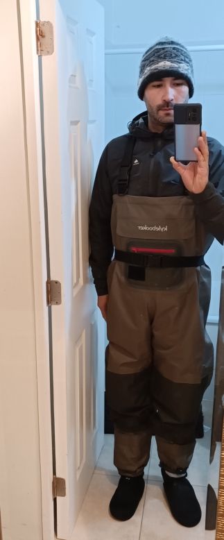 Customer photo review of Kylebooker Mens Waterproof Breathable Stockingfoot Chest Fishing Hunting Waders KB001