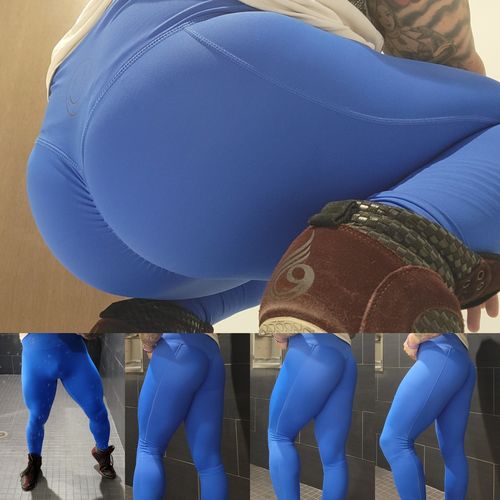 Customer photo review of Salty Savage Ladies Mid Rise OG Smile Booty Scrunch Performance Leggings | Wet Suit Performance | Royal Blue