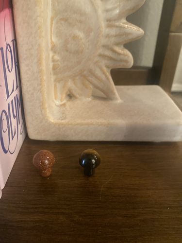 Customer photo review of Tiger’s Eye & Goldstone Mini Mushroom Duo