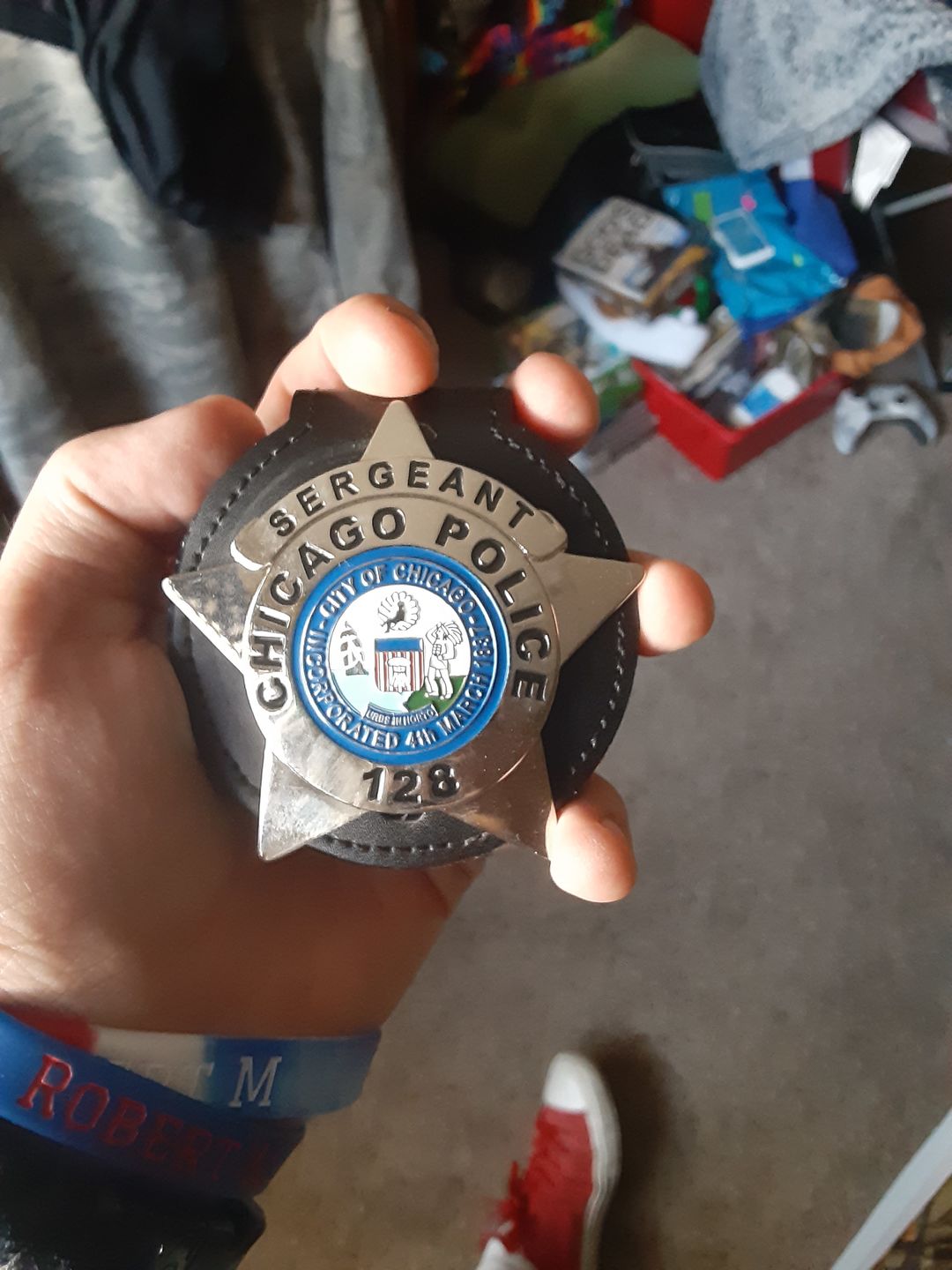 Customer photo review of Chicago Sergeant Police Badge Solid Copper Replica Movie Props With Number 128